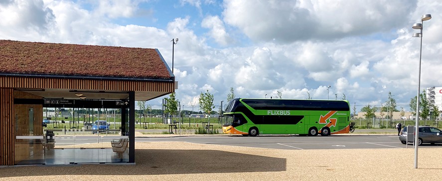 Flixbus ved Parkering Odense Syd