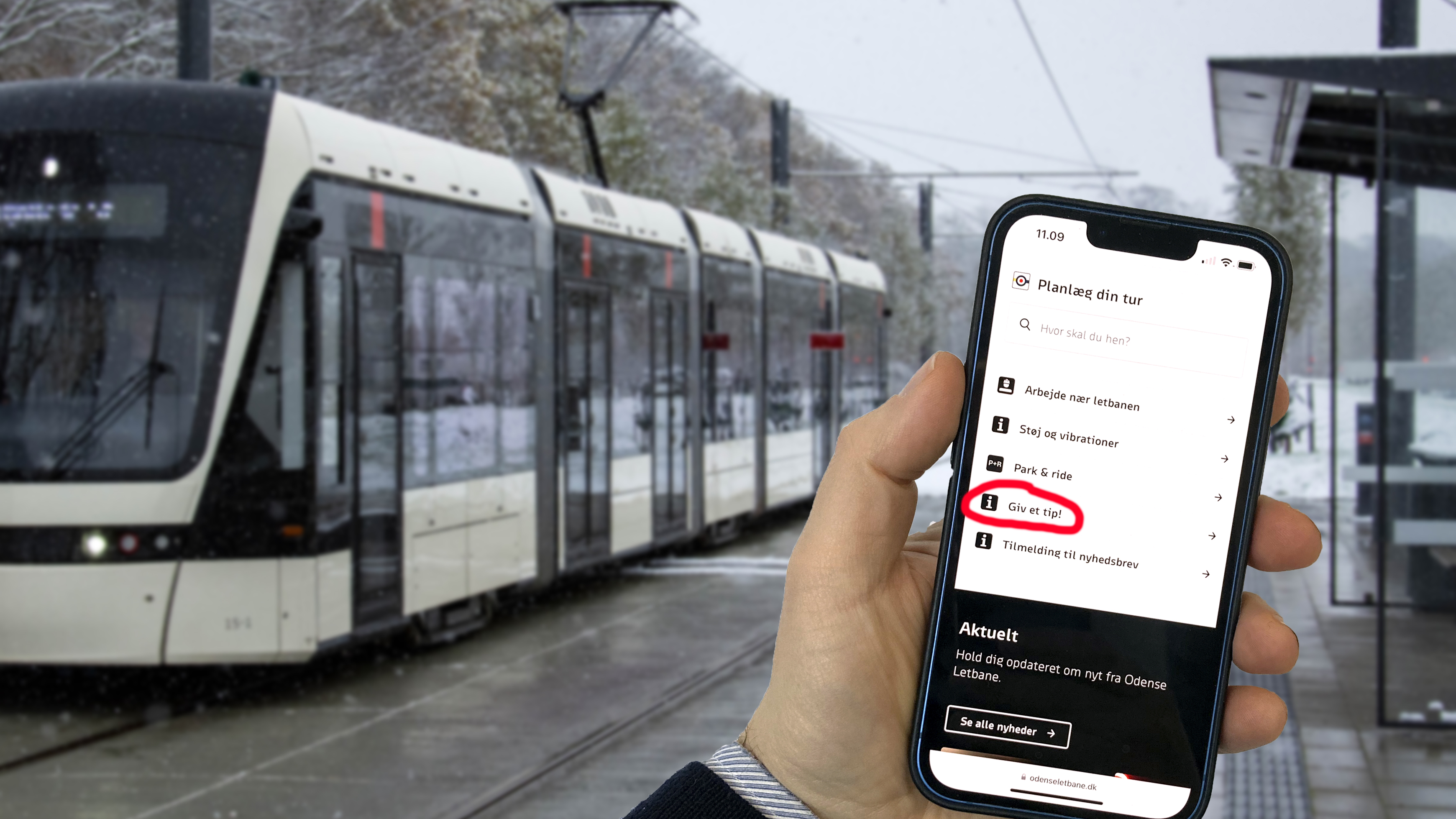 På hjemmesiden Giv et Tip! kan du indberette fejl og mangler på letbanen